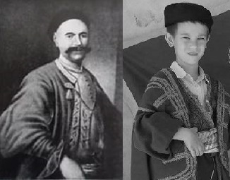 Ил. 31.  Современная фотография (справа) мальчика в праздничном национальном наряде черногорцев.