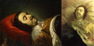 Илл. IV  Петр I на смертном ложе. Таннауер (слева). Никитин (справа). (иконка)